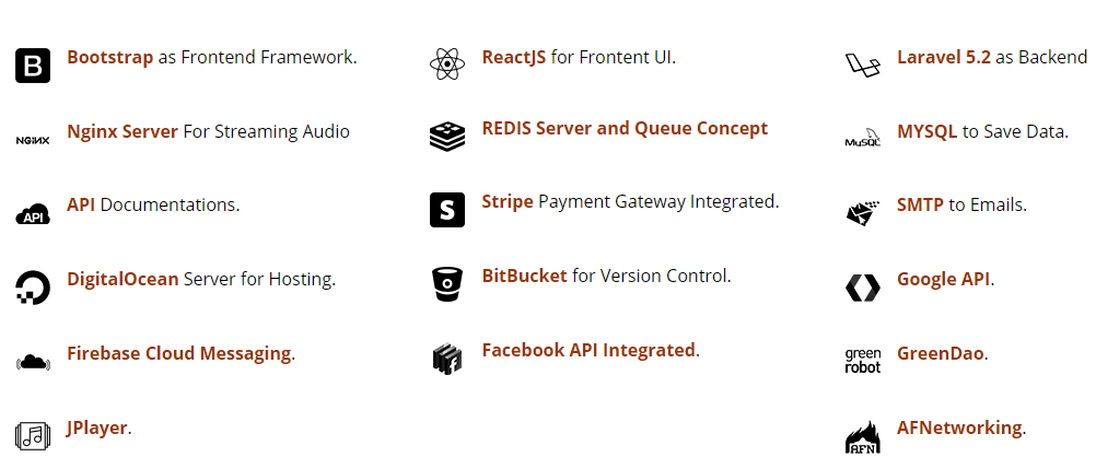 tech stack for app list