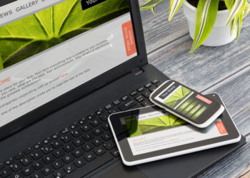 Responsive web design on mobile devices phone, laptop and tablet pc